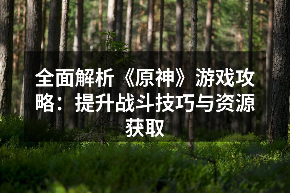全面解析《原神》游戏攻略：提升战斗技巧与资源获取